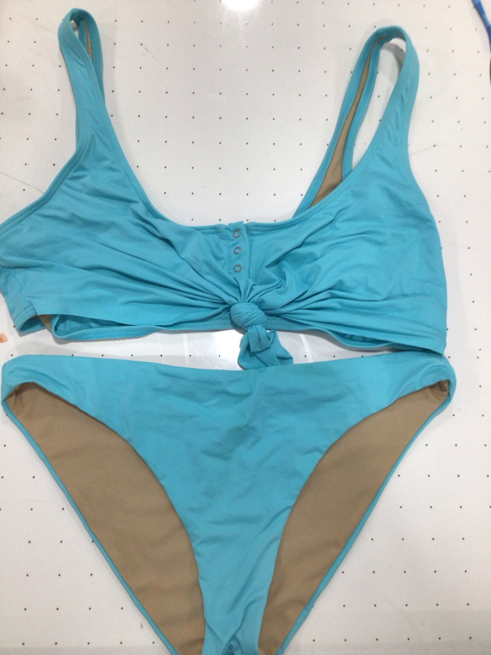 Tied Front Bikini Set in Turquoise Blue